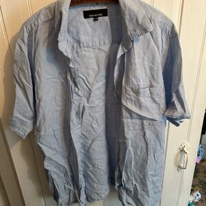 (3/$20) Jones New York men’s large blue linen Short Sleeve Button-Up Shirt